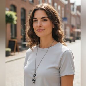 Touchstone Crystal Retired Silver Black and Gray Crystals and Pearls Necklace